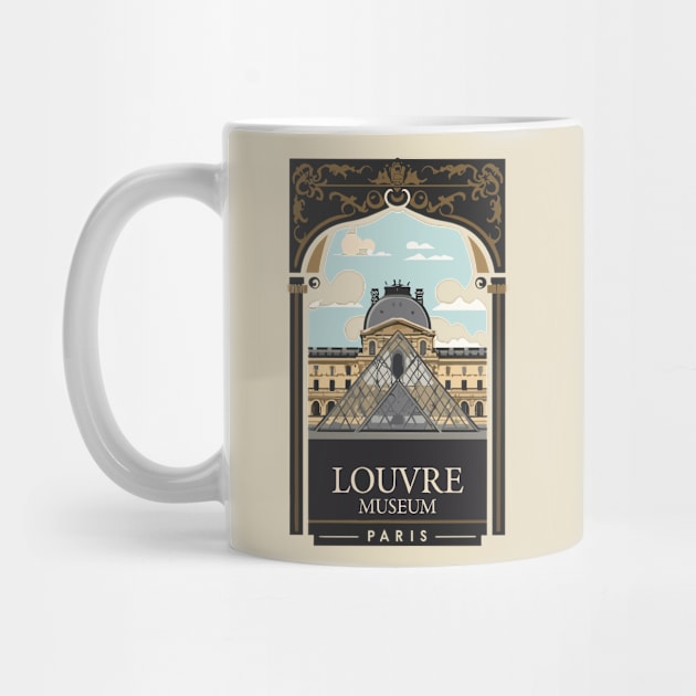 A Vintage Travel Art of the Louvre Museum in Paris - France by goodoldvintage